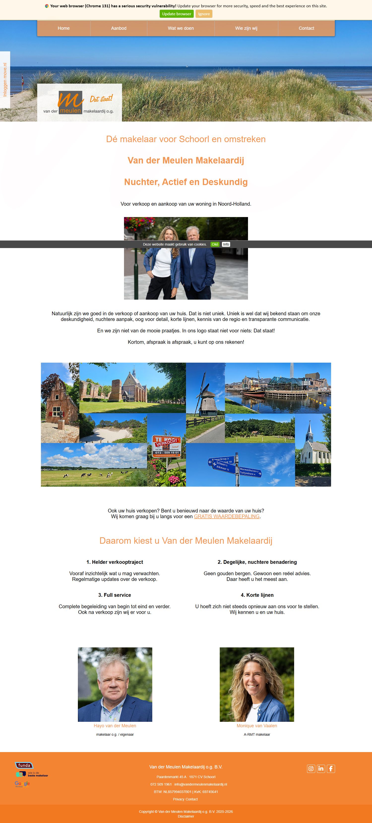 Screenshot der Website von www.vandermeulenmakelaardij.nl