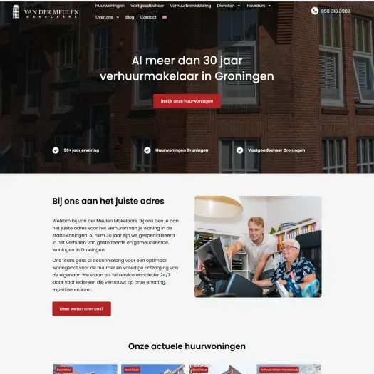 Screenshot of the website of www.vandermeulenmakelaars.nl