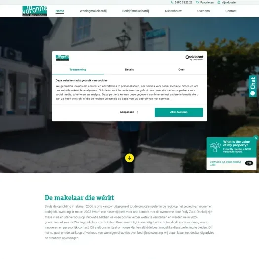Screenshot van de website van www.vdpanne.nl