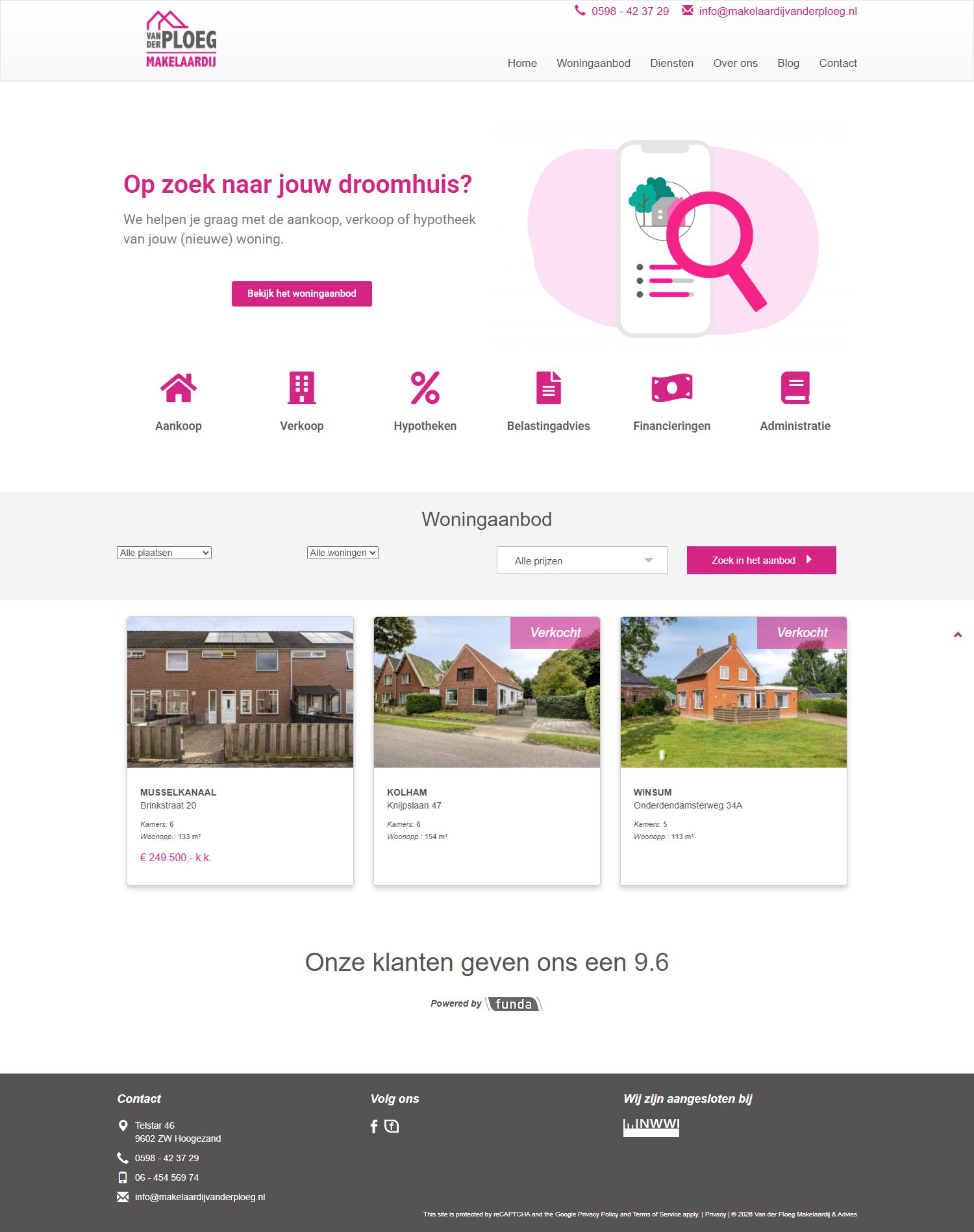 Screenshot der Website von www.vanderploeg-makelaardij.nl