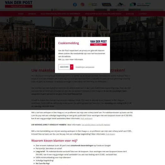 Screenshot of the website of www.makelaar-denhaag.nl