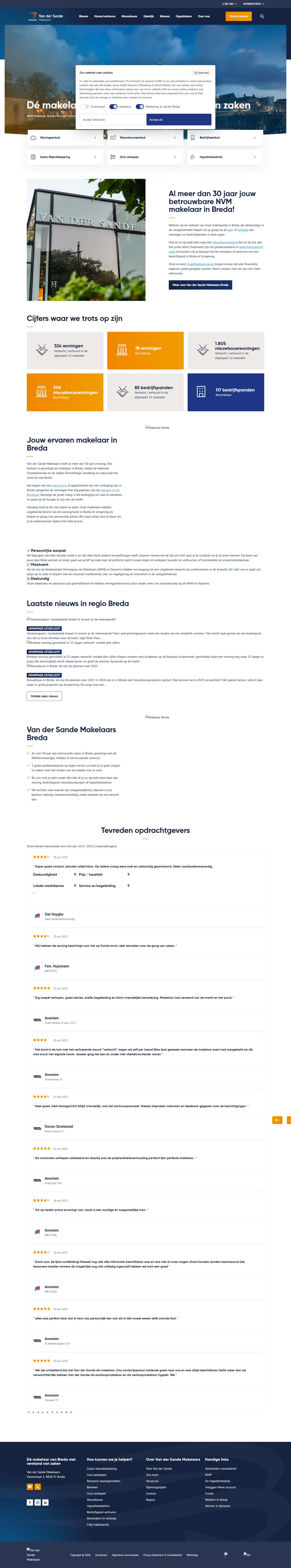 Capture d'écran du site web de www.vandersande.nl