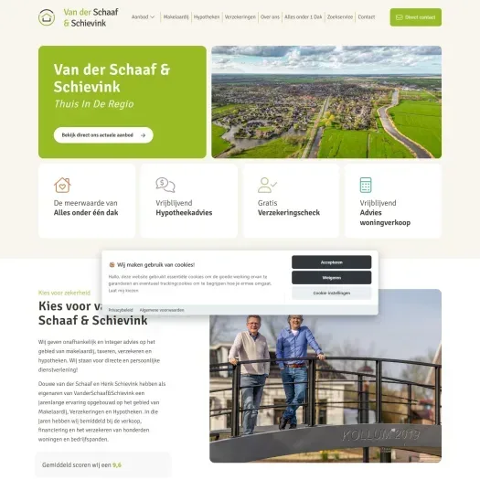 Screenshot of the website of www.vanderschaafschievink.nl