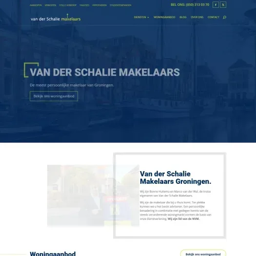 Screenshot van de website van www.vanderschalie-makelaars.nl