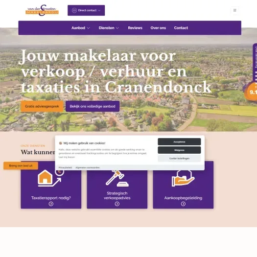 Screenshot of the website of www.vanderstraatenmakelaardij.nl