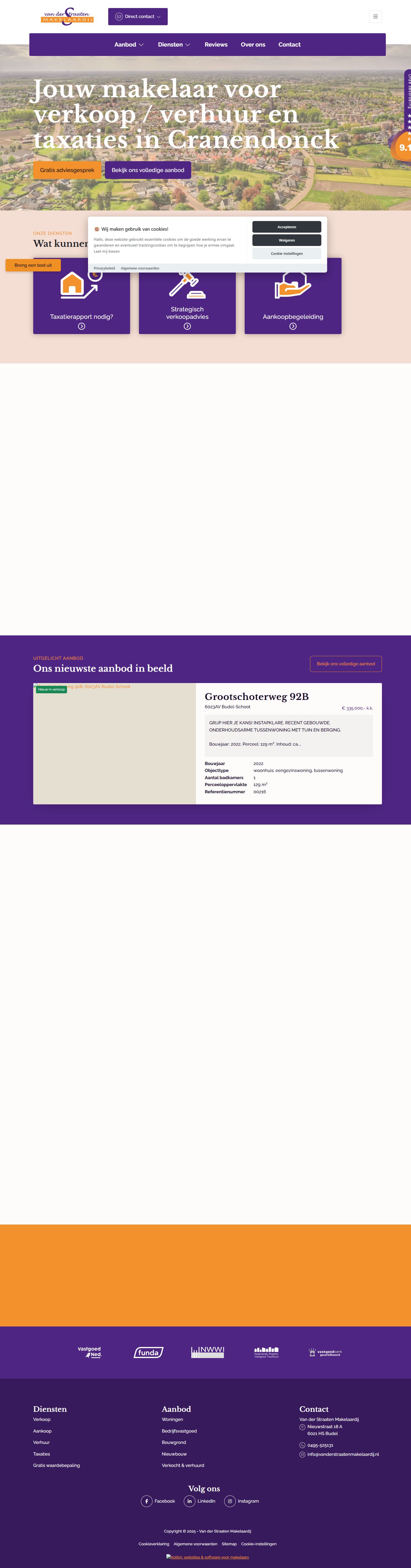 Screenshot der Website von www.vanderstraatenmakelaardij.nl