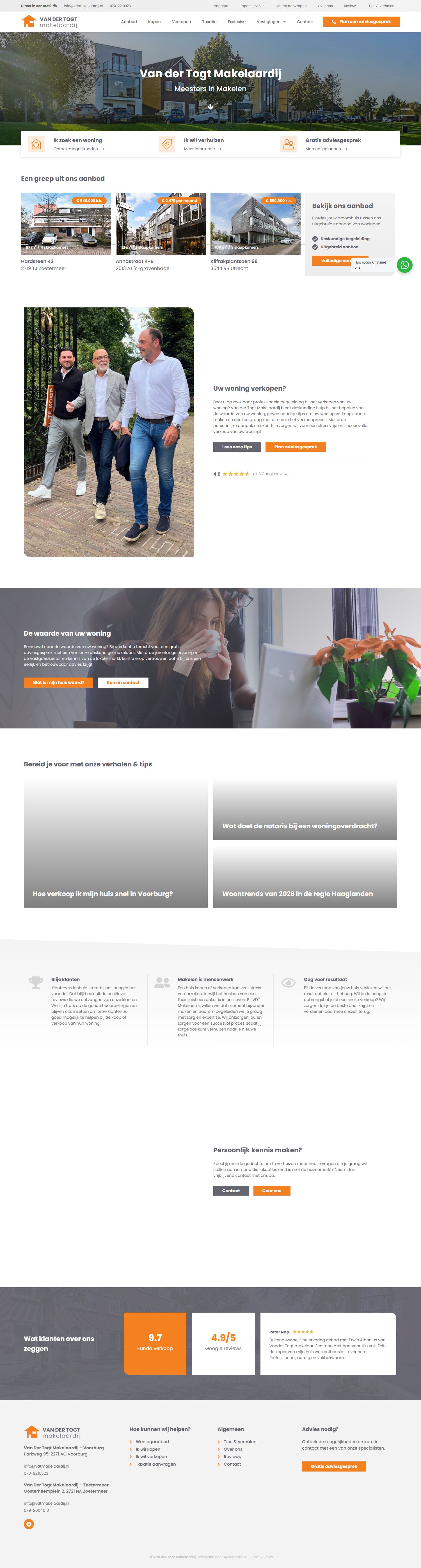 Capture d'écran du site web de www.vdtmakelaardij.nl