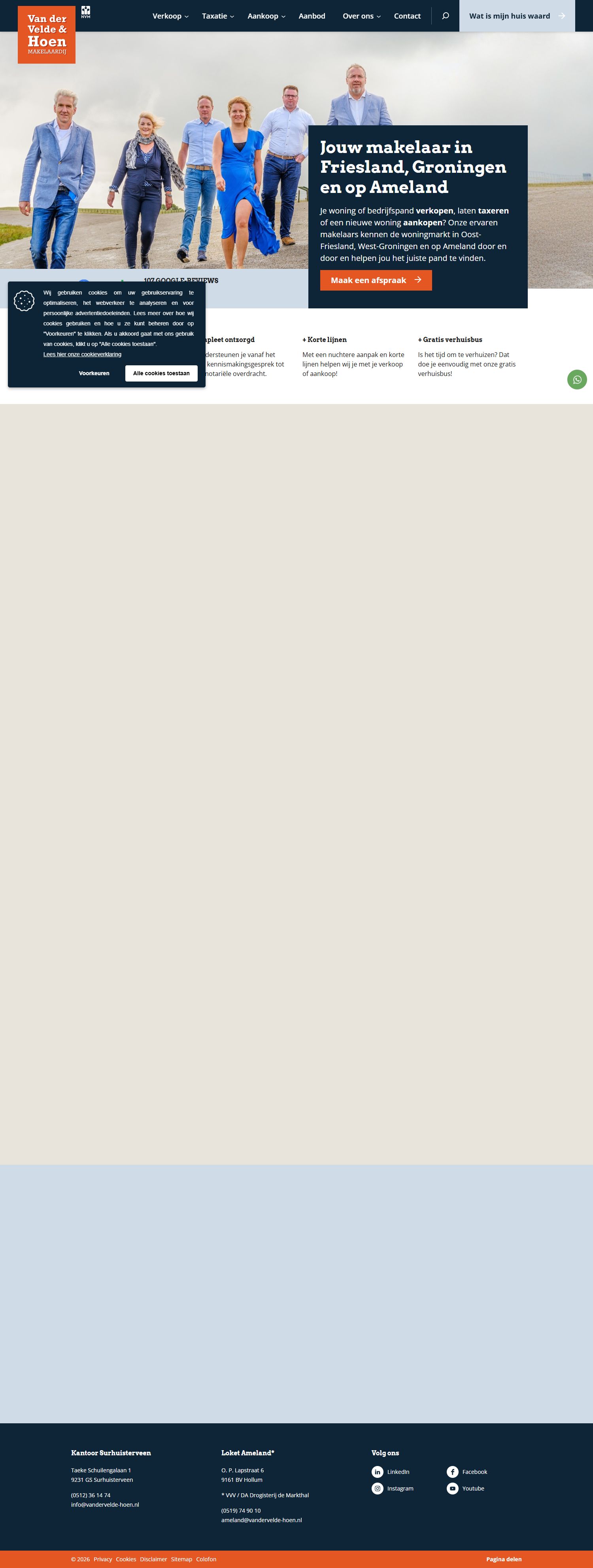 Screenshot der Website von www.vandervelde-hoen.nl