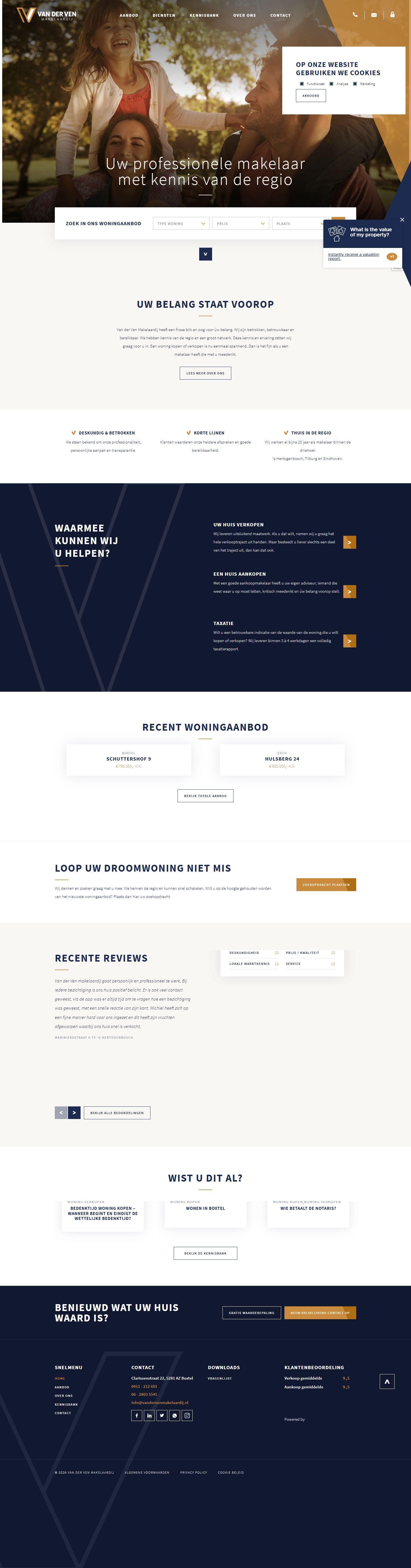 Capture d'écran du site web de vandervenmakelaardij.nl