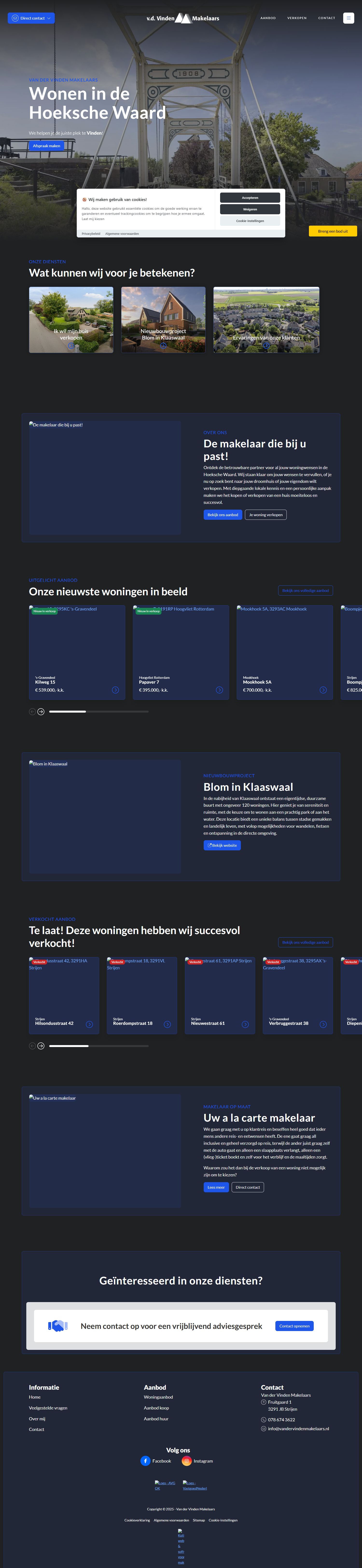 Screenshot der Website von www.vandervindenmakelaars.nl