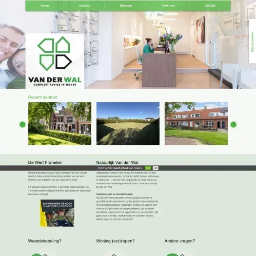 Screenshot van de website van www.vanderwalmakelaars.nl