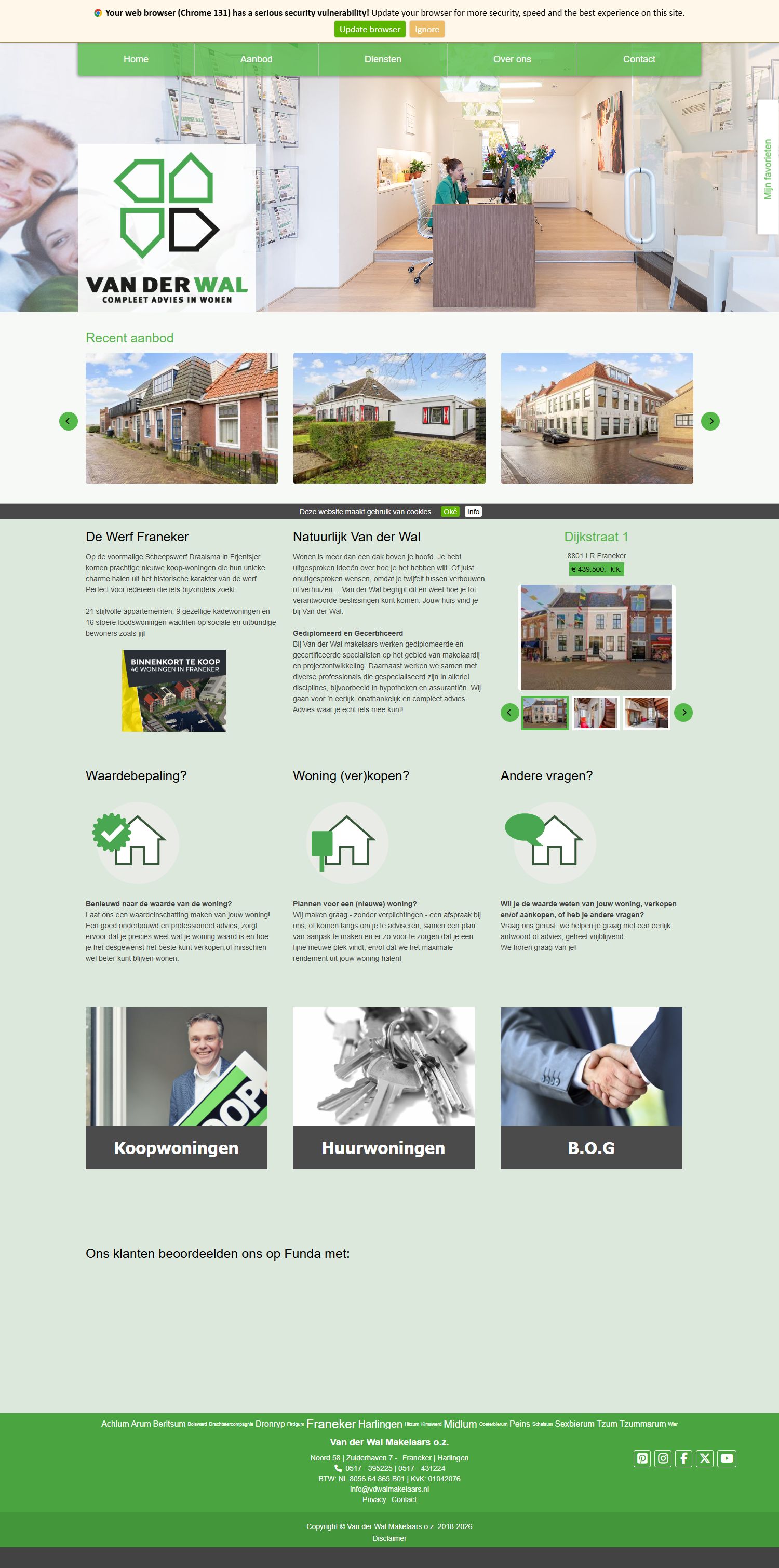 Screenshot der Website von www.vanderwalmakelaars.nl