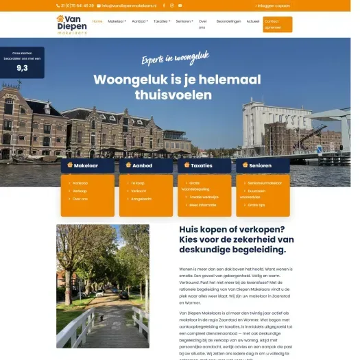 Screenshot der Website von www.vandiepenmakelaars.nl