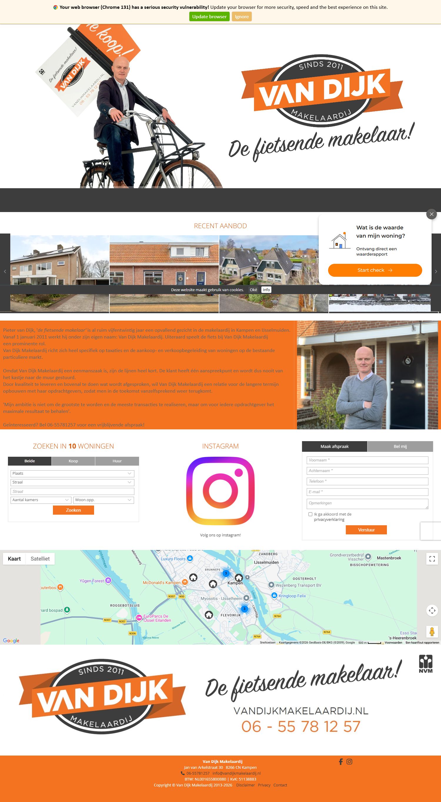 Screenshot der Website von www.vandijkmakelaardij.nl