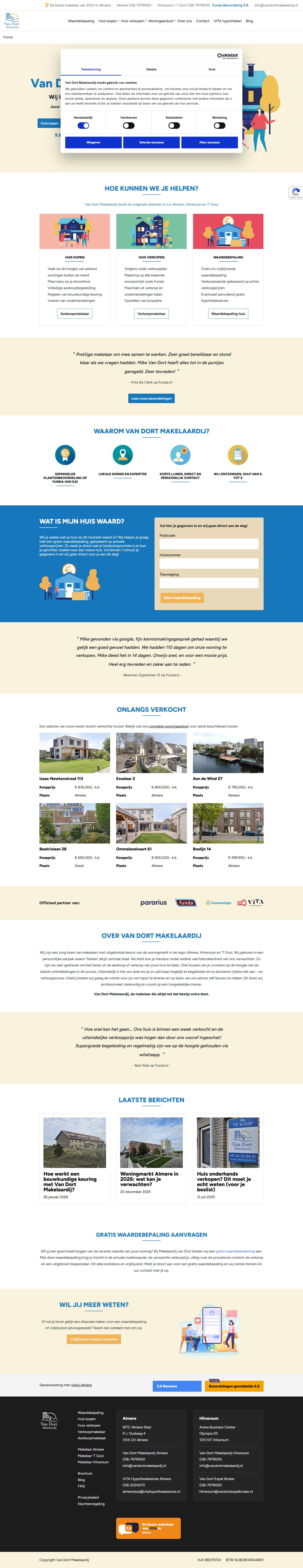 Capture d'écran du site web de www.vandortmakelaardij.nl