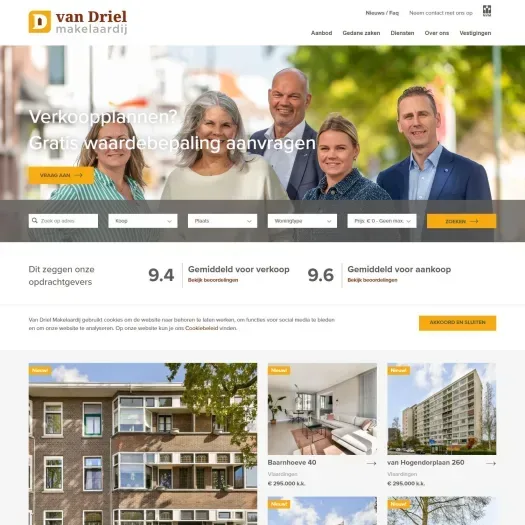 Screenshot der Website von www.vandrielmakelaardij.nl