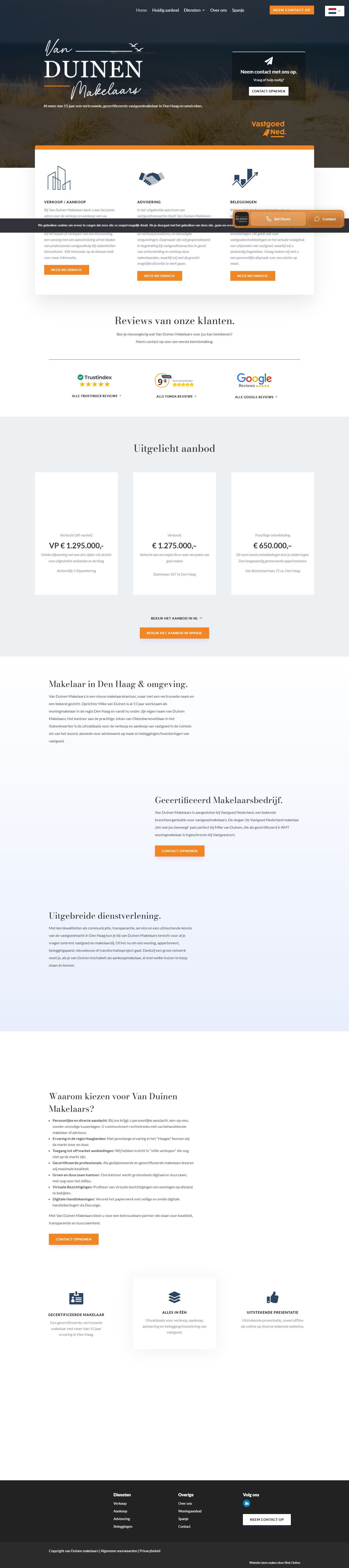 Screenshot der Website von www.vanduinenmakelaars.nl