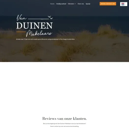 Screenshot van de website van www.vanduinenmakelaars.nl