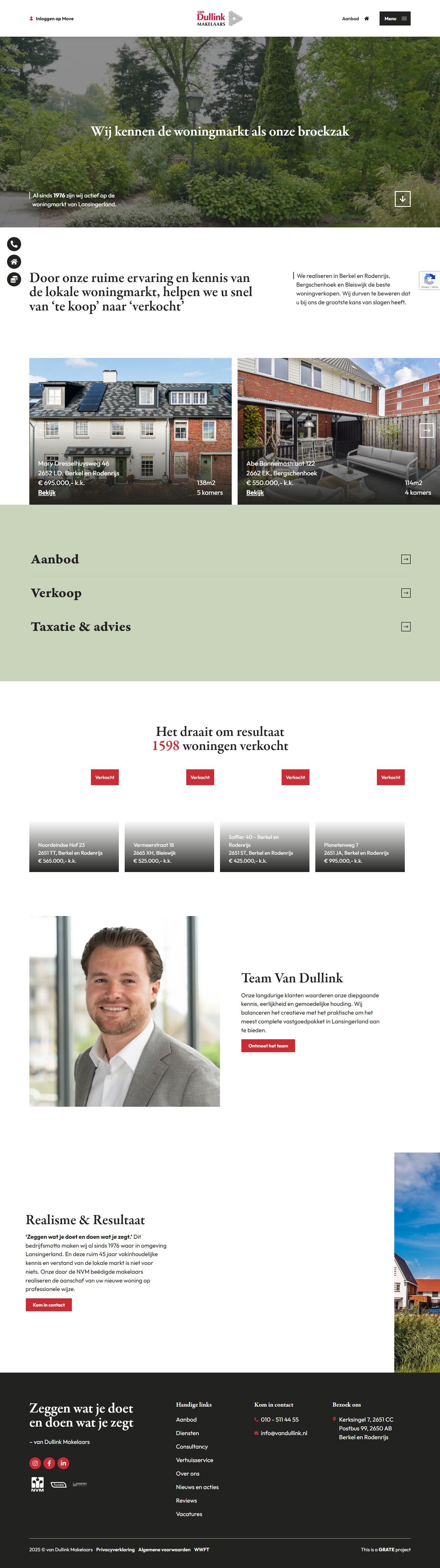 Screenshot der Website von www.vandullink.nl