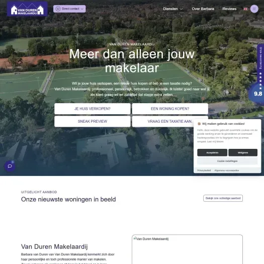 Capture d'écran du site web de www.vandurenmakelaardij.nl