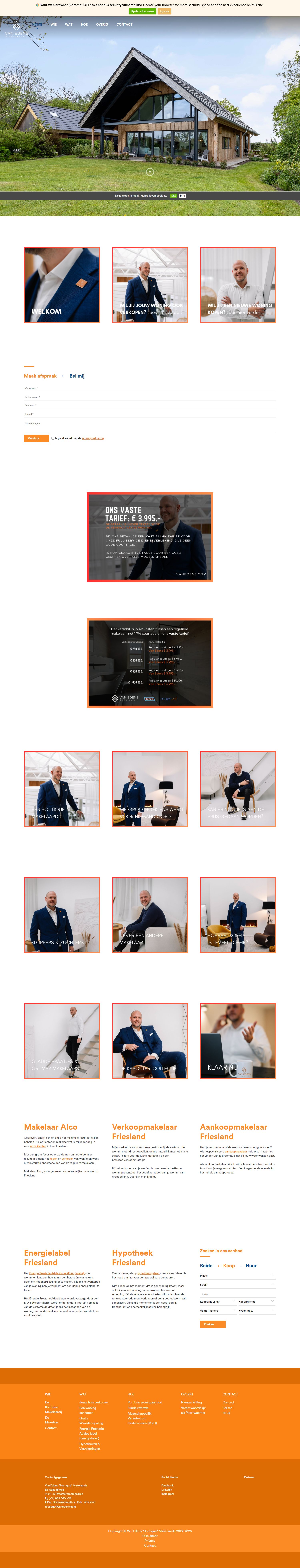 Screenshot der Website von www.vanedens.com