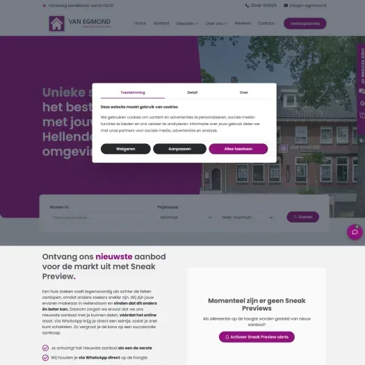 Screenshot van de website van www.v-egmond.nl