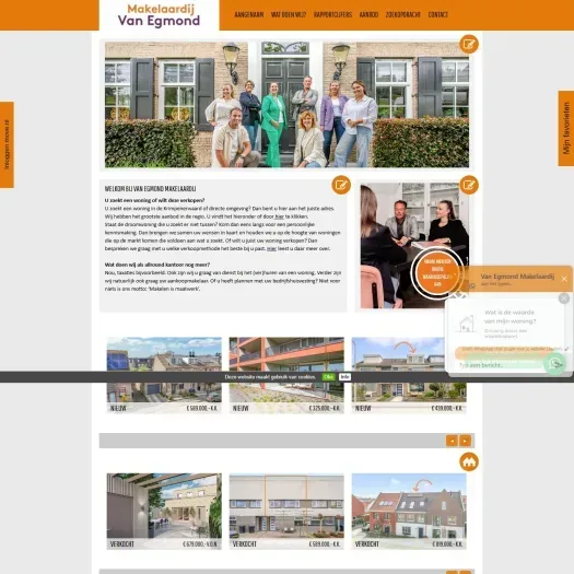 Screenshot van de website van www.vanegmondmakelaardij.nl