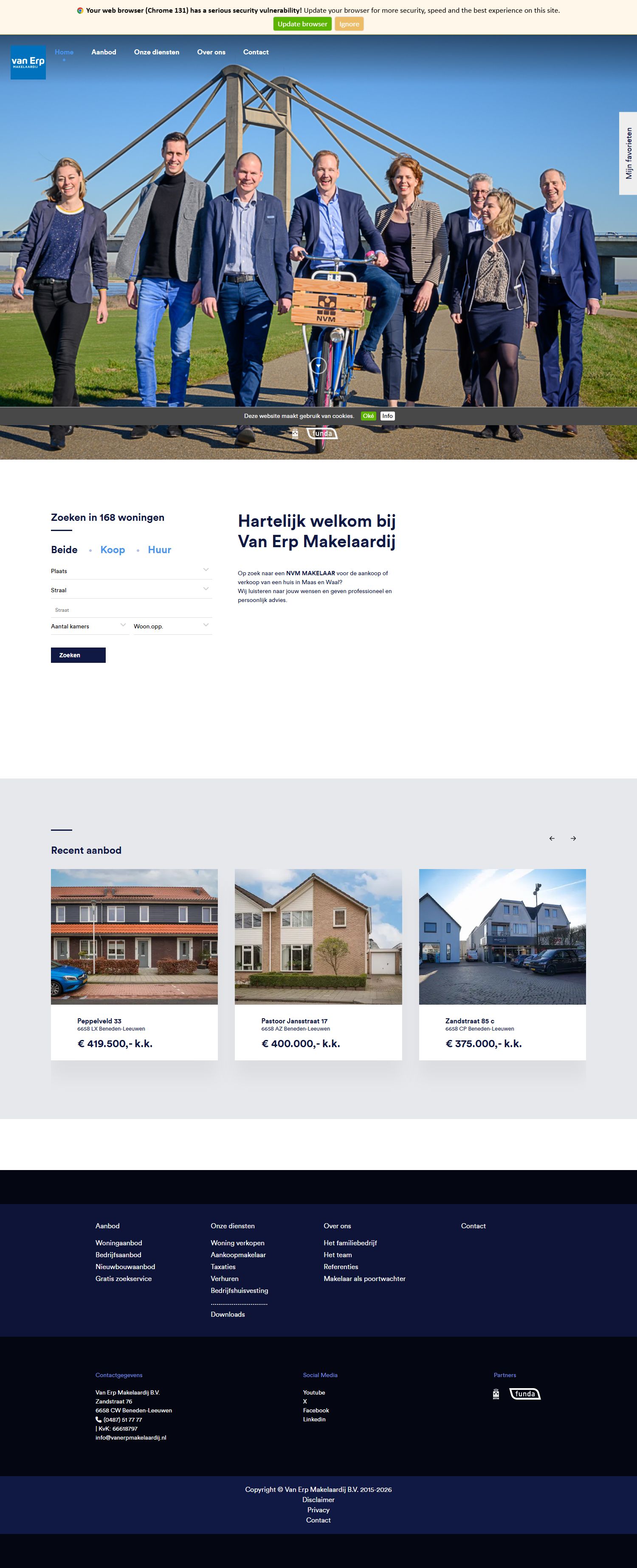 Screenshot der Website von www.vanerpmakelaardij.nl
