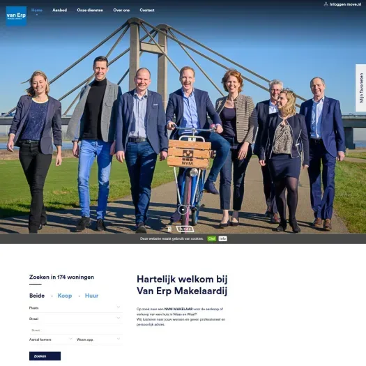 Screenshot of the website of www.vanerpmakelaardij.nl
