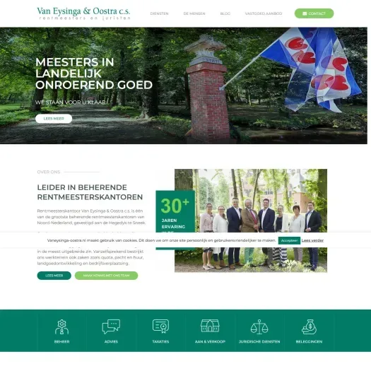 Screenshot of the website of www.vaneysinga-oostra.nl