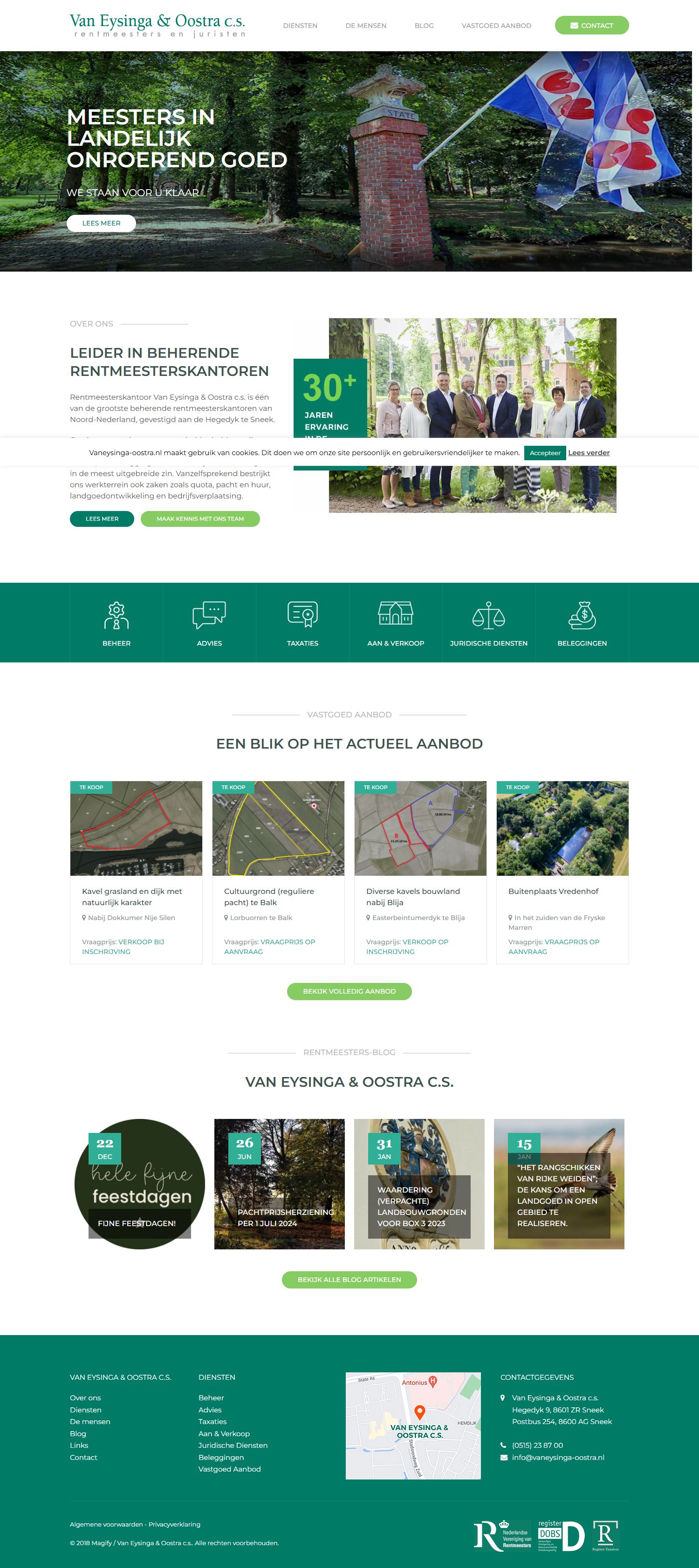 Screenshot der Website von www.vaneysinga-oostra.nl