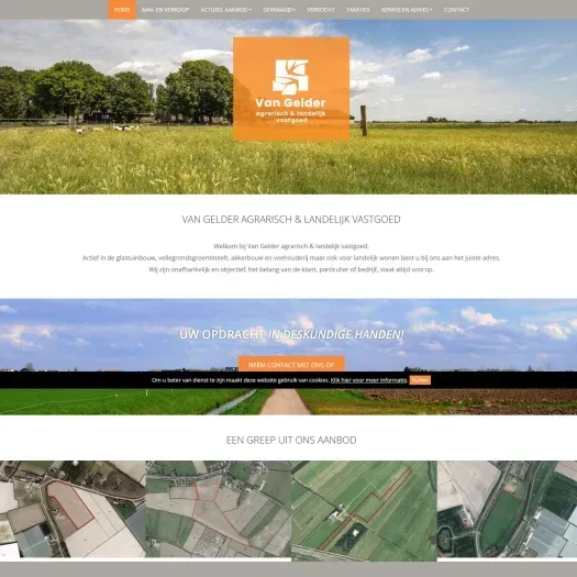 Screenshot van de website van www.vangeldermakelaardij.nl