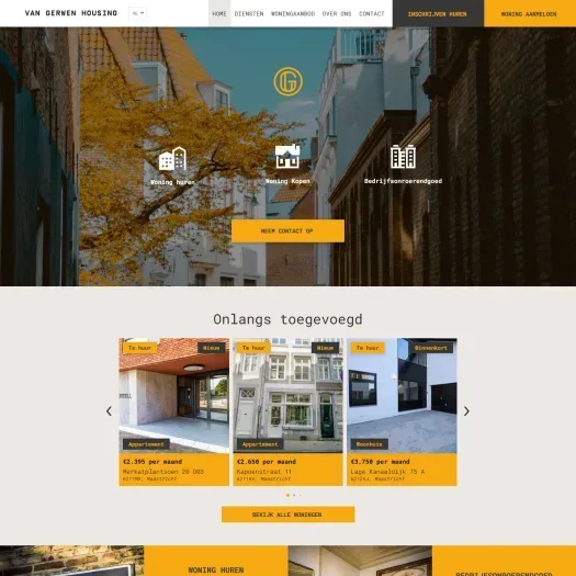 Screenshot van de website van www.vangerwenhousing.com