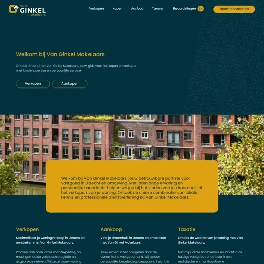 Screenshot van de website van www.vanginkelmakelaars.nl