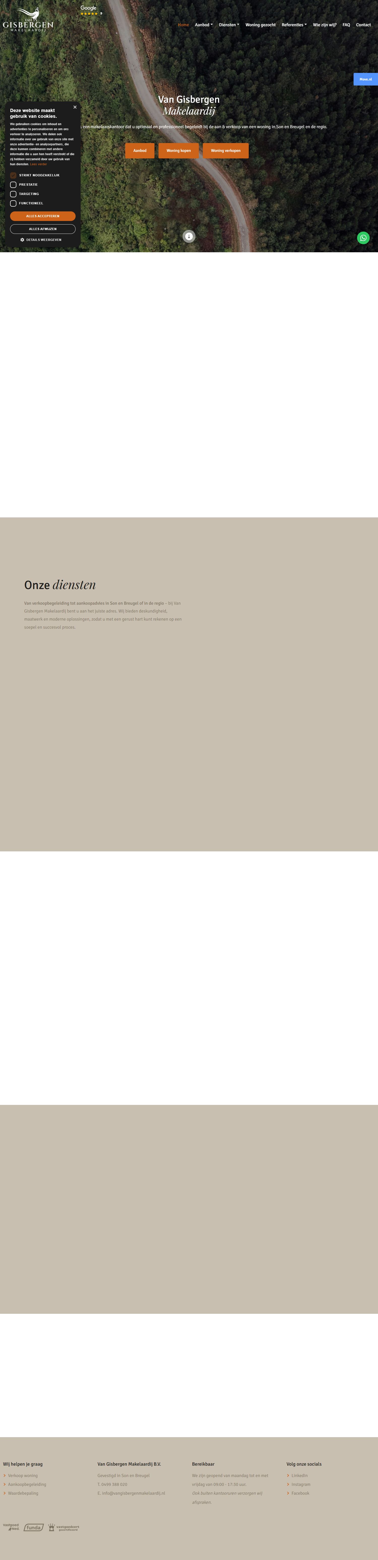 Screenshot der Website von www.vangisbergenmakelaardij.nl