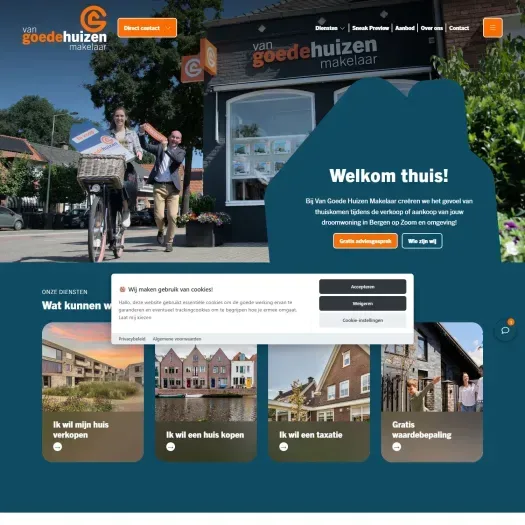 Screenshot van de website van www.vangoedehuizen.nl