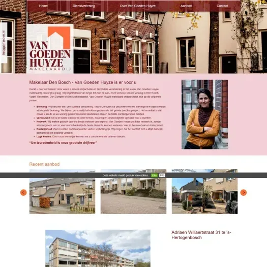 Screenshot of the website of www.vangoedenhuyze.nl