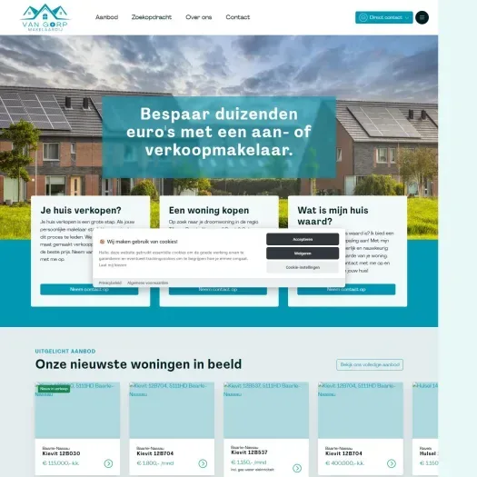 Capture d'écran du site web de www.vangorpmakelaardij.nl
