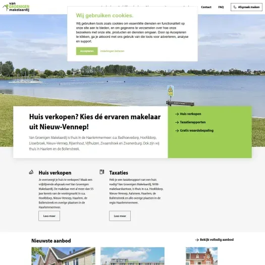 Screenshot van de website van www.vangroenigen.nl