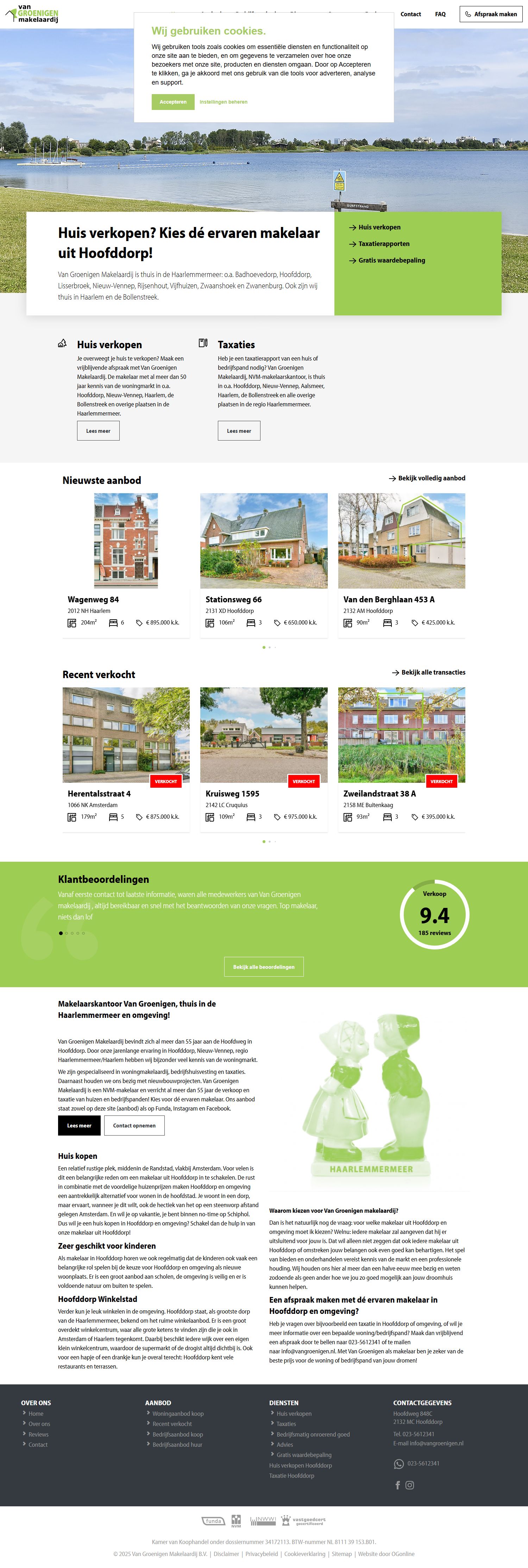 Screenshot der Website von www.vangroenigen.nl