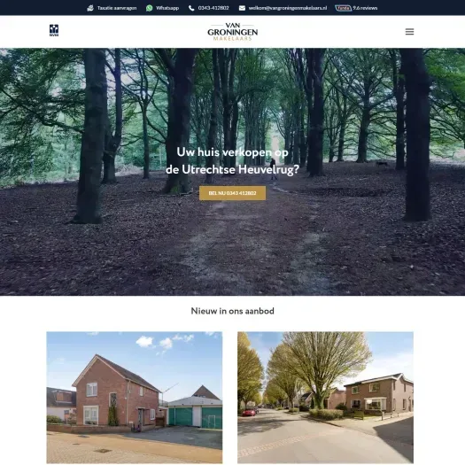 Screenshot van de website van www.vangroningenmakelaars.nl