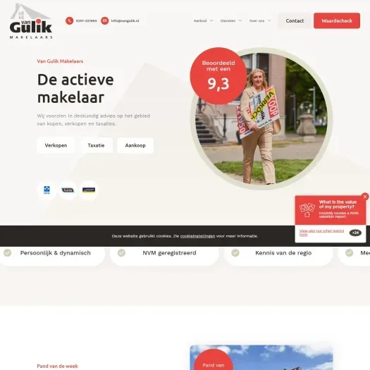 Screenshot of the website of www.vangulik.nl