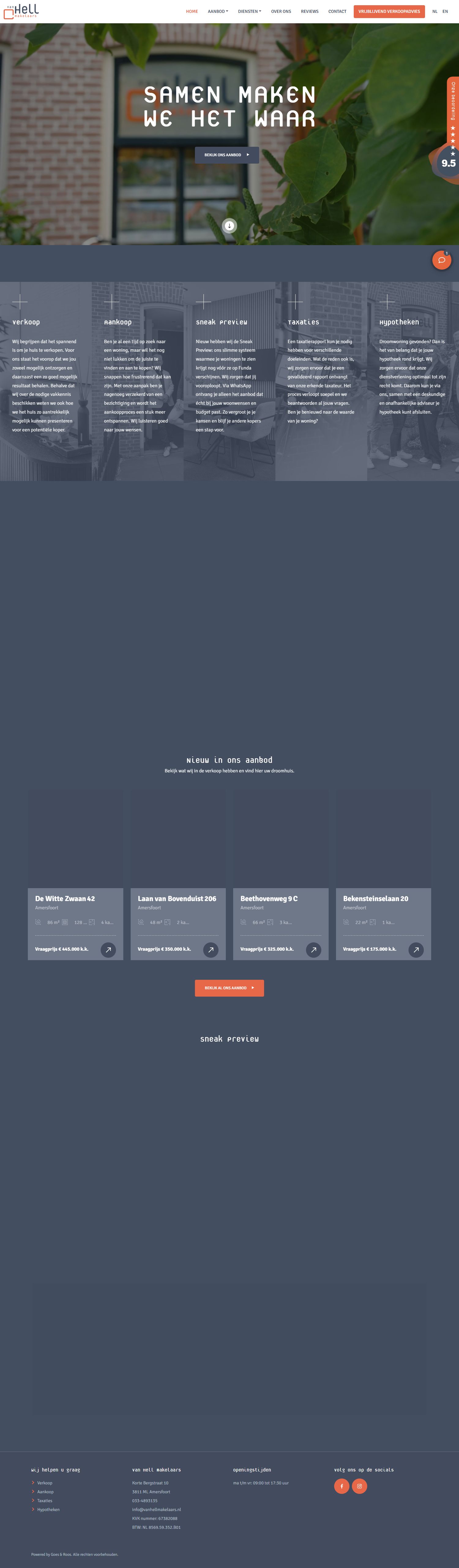 Capture d'écran du site web de www.vanhellmakelaars.nl
