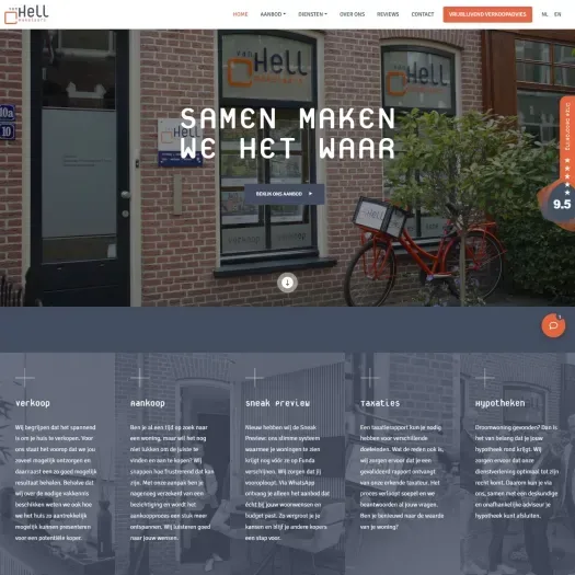 Screenshot of the website of www.vanhellmakelaars.nl