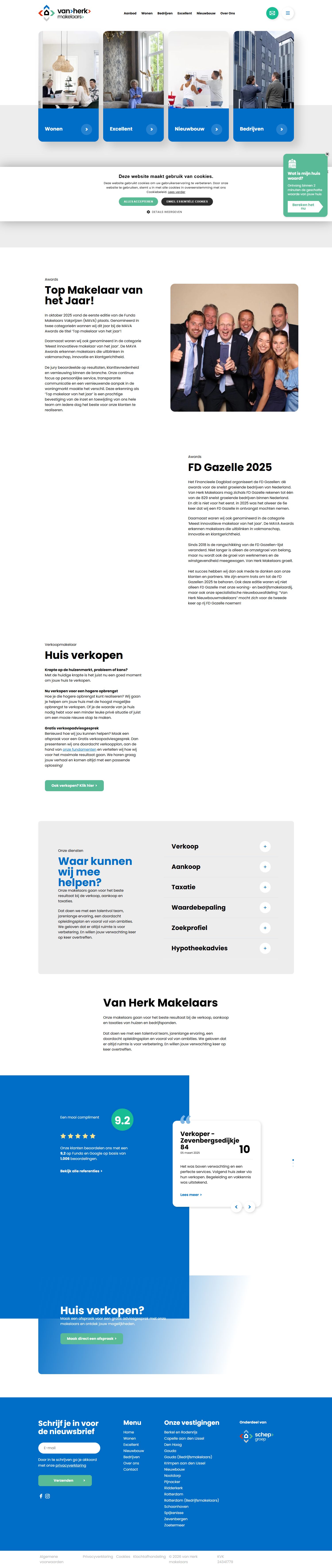 Screenshot der Website von www.vanherk.nl