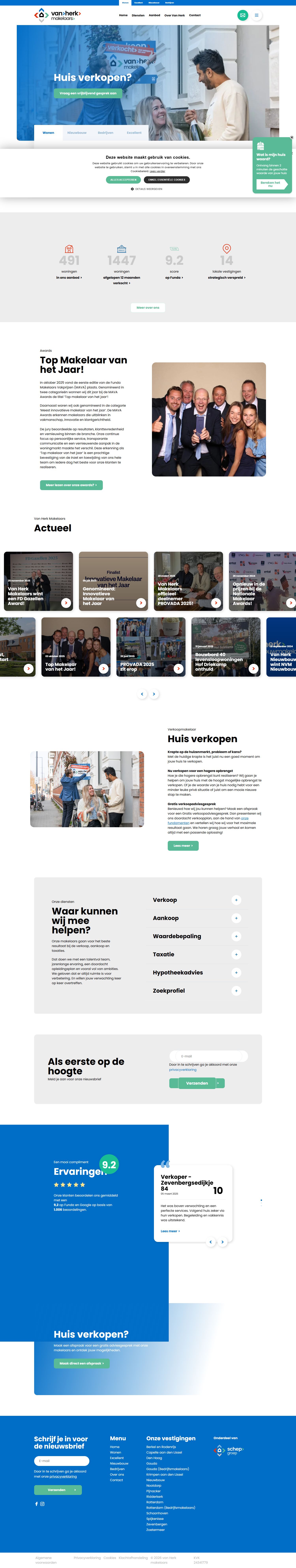 Screenshot van de website van www.vanherk.nl