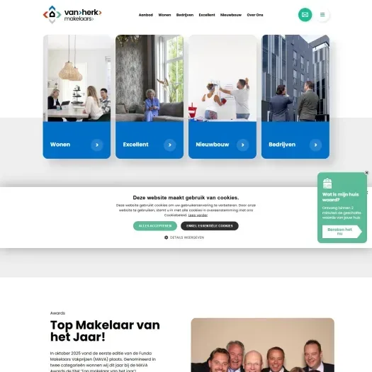 Screenshot of the website of www.vanherk.nl