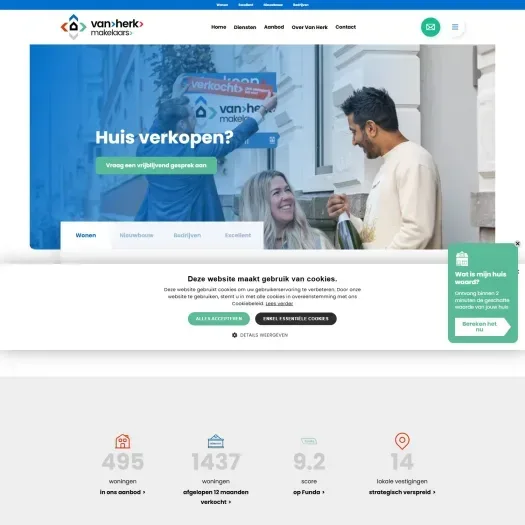 Screenshot of the website of www.vanherk.nl
