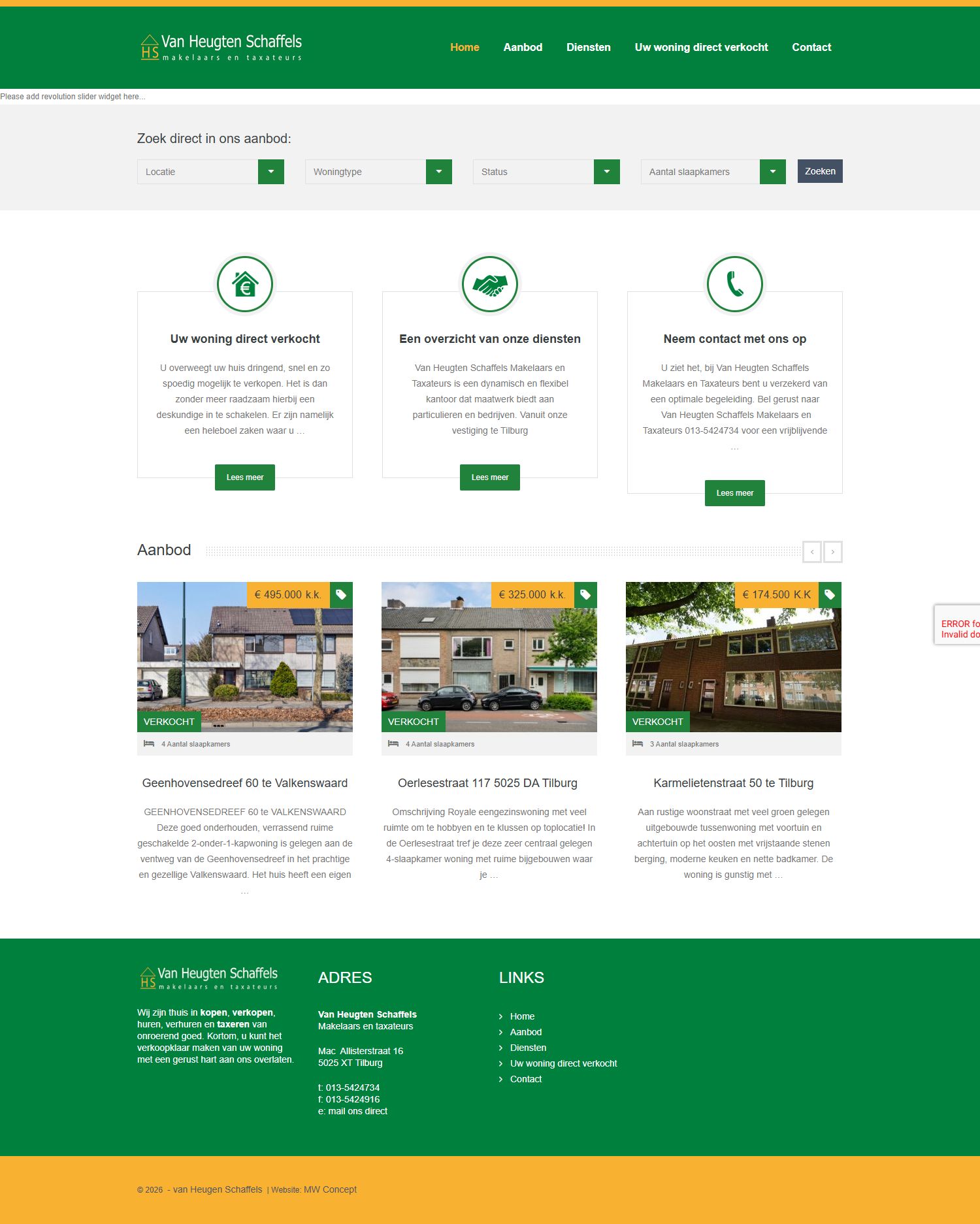 Screenshot of the website of www.vanheugtenschaffels.nl