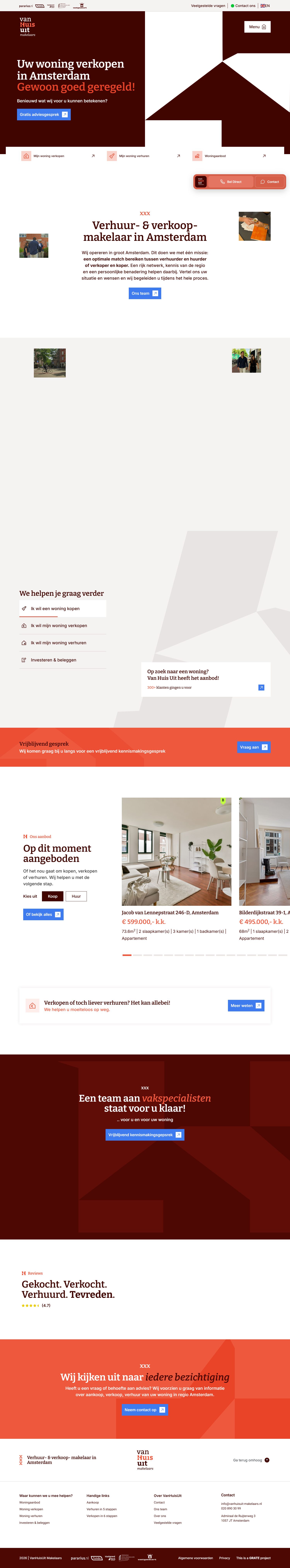 Screenshot der Website von www.vanhuisuit-makelaars.nl